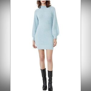 NWT Bardot Bell-Sleeve Fuzzy Knit Sweater Dress in dusty blue
